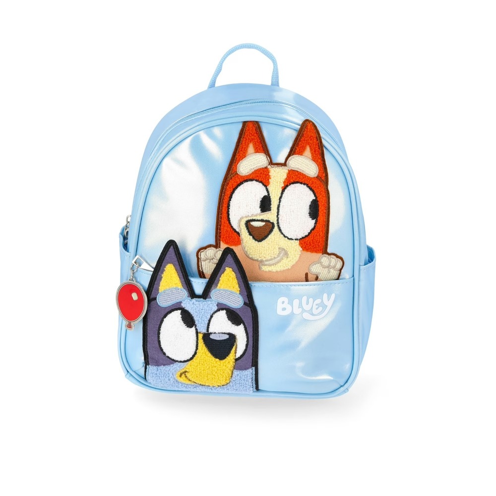 Bluey Peeking 10.5" Mini Backpack, Blue Iridescent Women Kids Quality‎ Bag